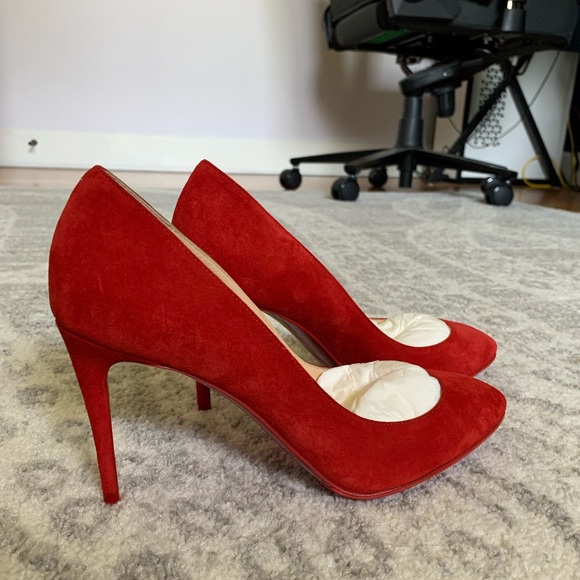 Louboutin 85mm red suede heels main image 1